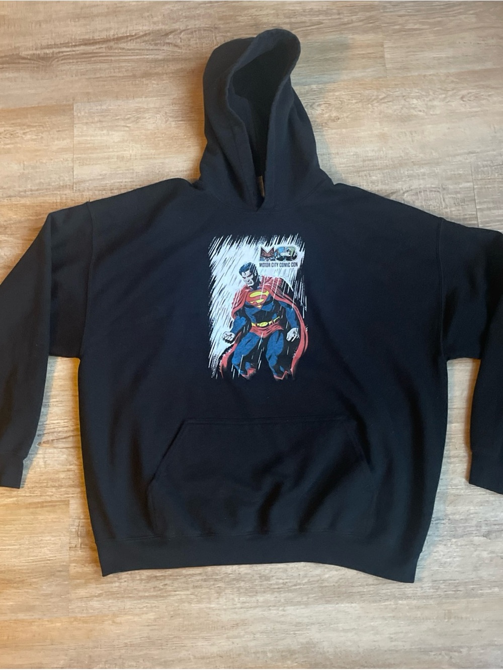 Superman XL Hoodie Sweatshirt Motor City Comicon MC3 Gildan